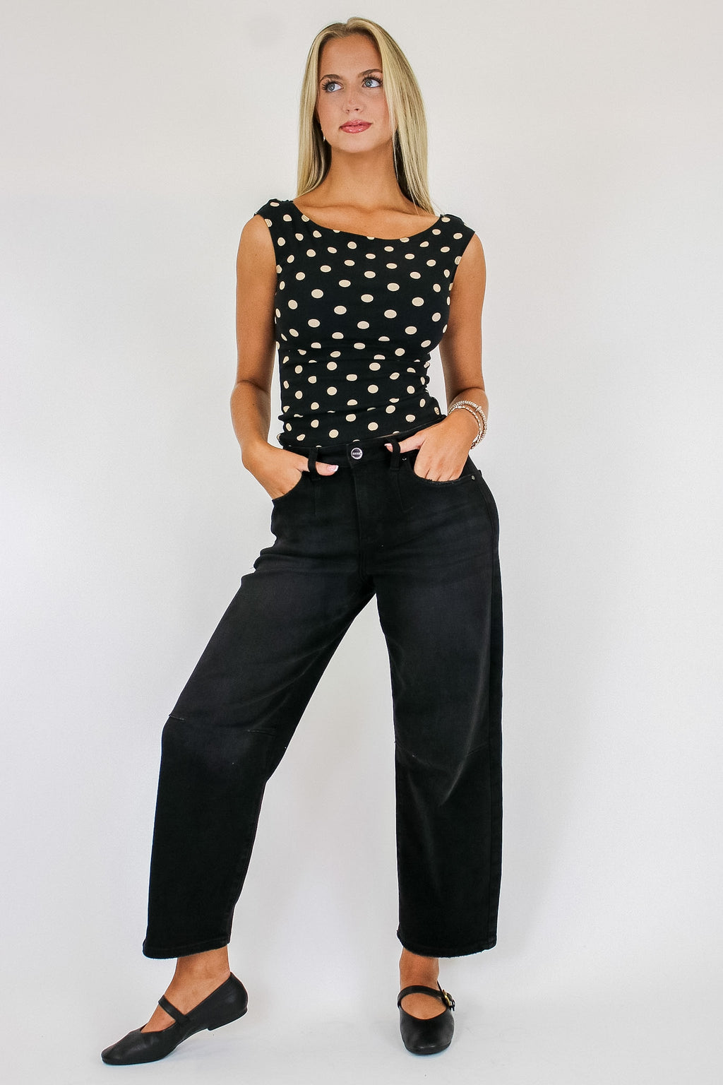 Ridgeway Mid Rise Fit Crop Wide Barrel Leg Jeans - Madison and Mallory