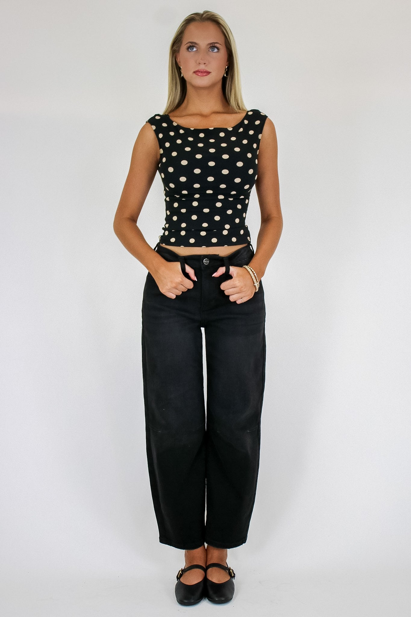 Ridgeway Mid Rise Fit Crop Wide Barrel Leg Jeans - Madison and Mallory