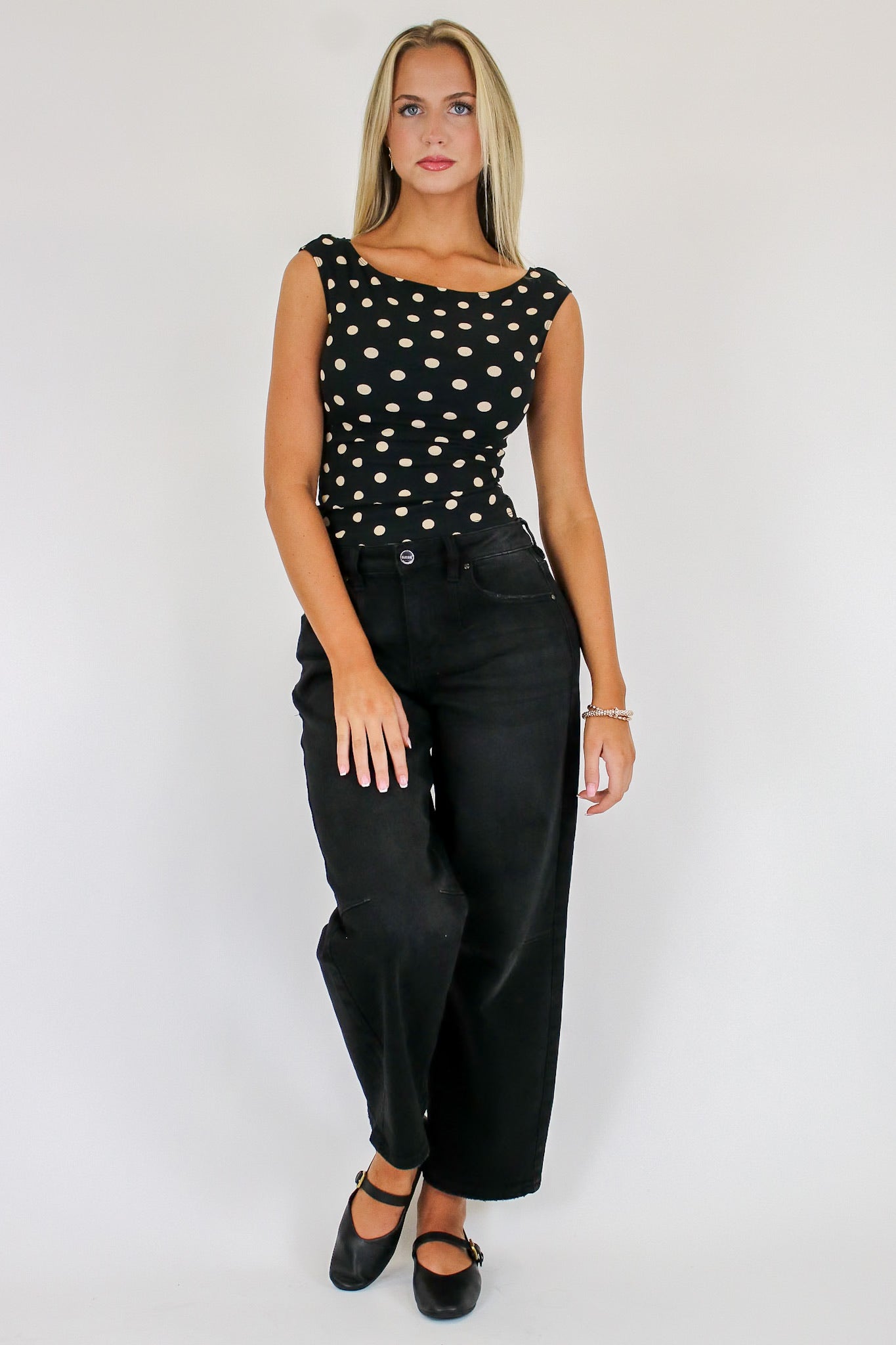Ridgeway Mid Rise Fit Crop Wide Barrel Leg Jeans - Madison and Mallory