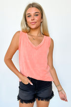 Coral / S Rima Mineral Wash Flowy Tank Top - Madison and Mallory