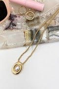 Gold Ripple Effect Pearl Pendant Necklace - Madison and Mallory