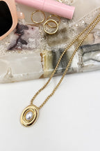 Gold Ripple Effect Pearl Pendant Necklace - Madison and Mallory