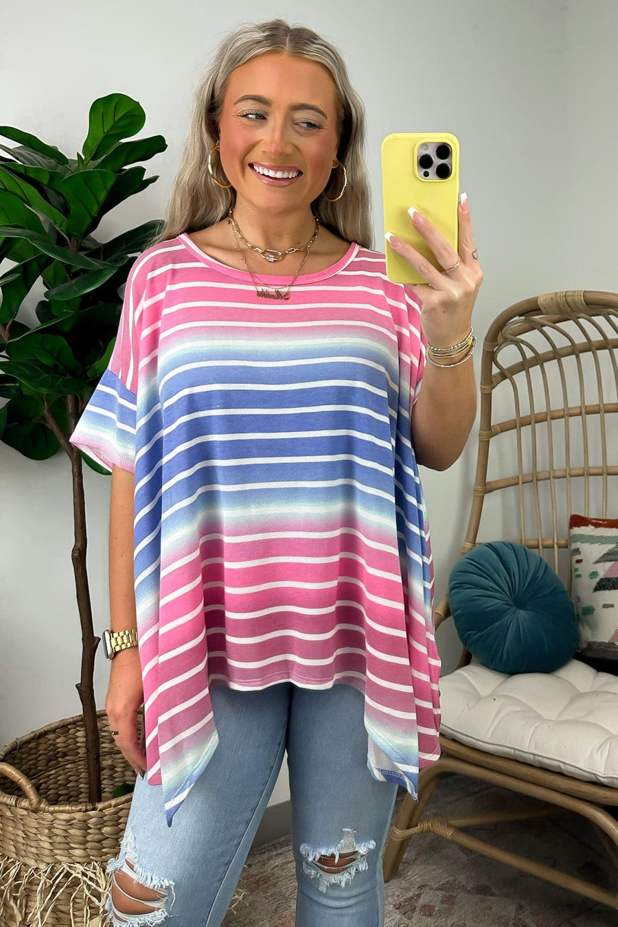  Rixo Ombre Striped Relaxed Fit Top - FINAL SALE - Madison and Mallory