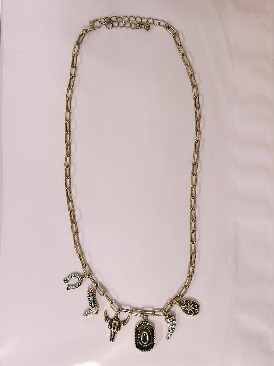 Gold Rodeo Soul Western Charm Necklace - Madison and Mallory
