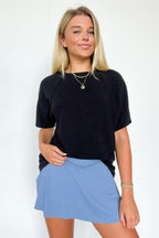 Black / S Roll With It Mini Ribbed Knit Relaxed Fit Top - FINAL SALE - Madison and Mallory