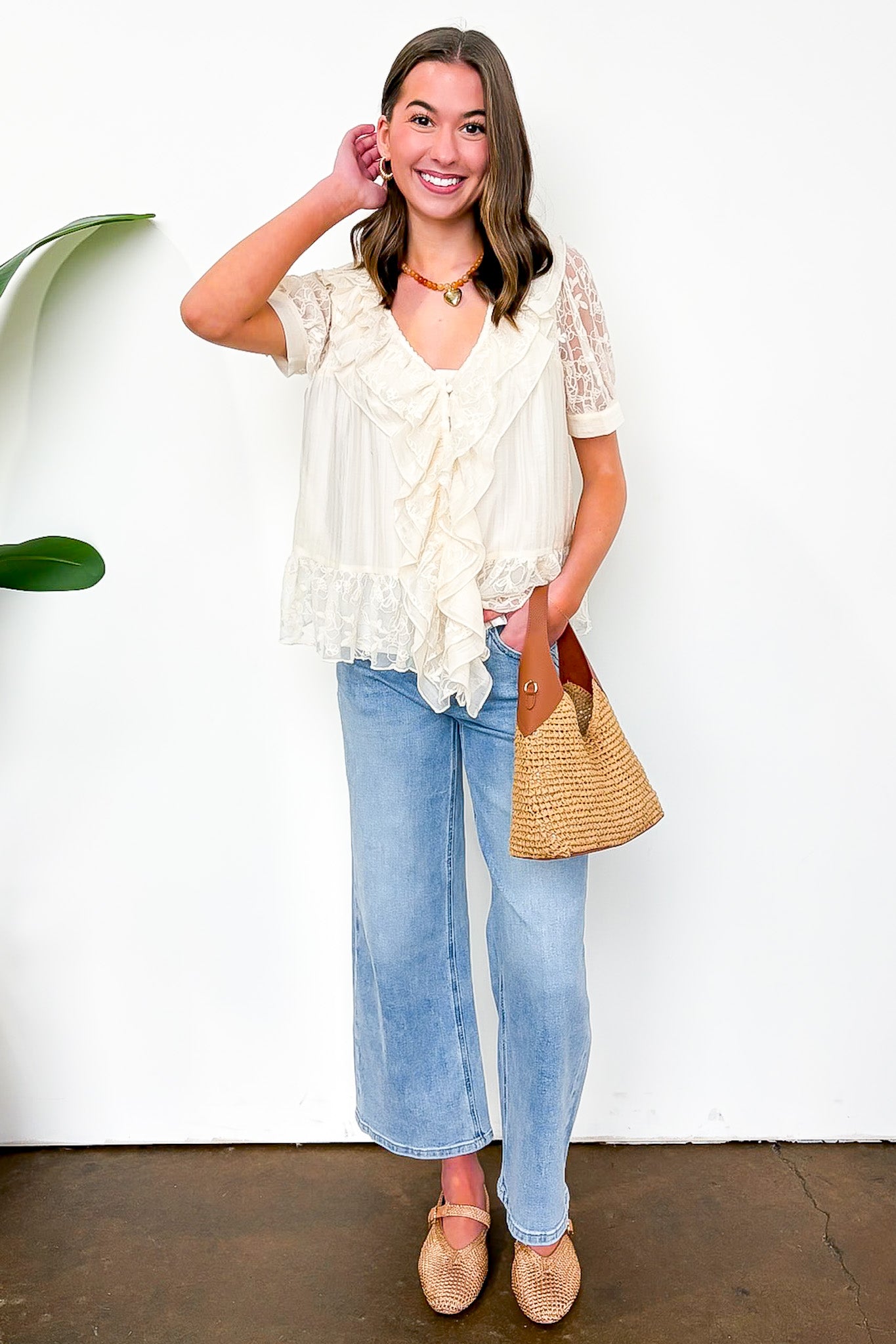 Romance Thread Lace Detail Top