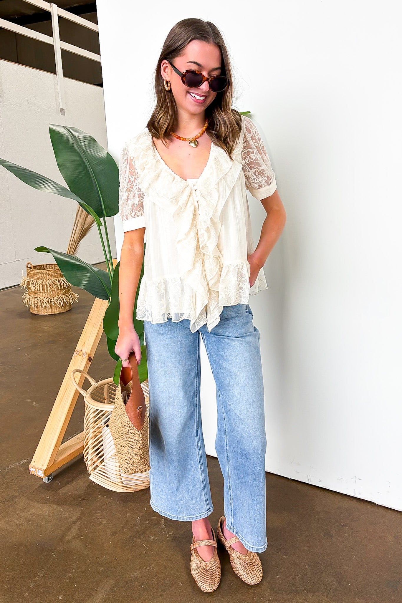 Romance Thread Lace Detail Top