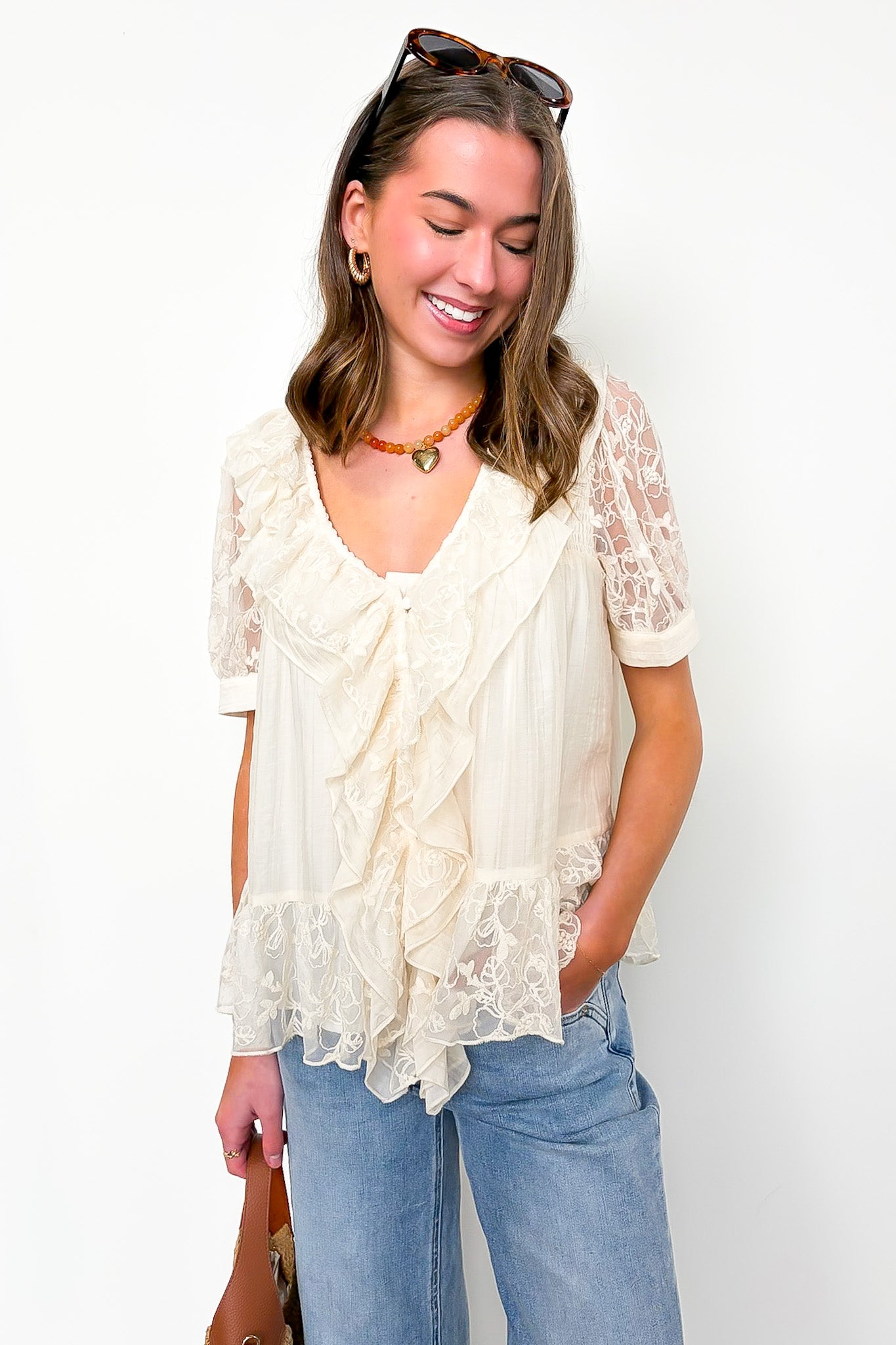 Romance Thread Lace Detail Top