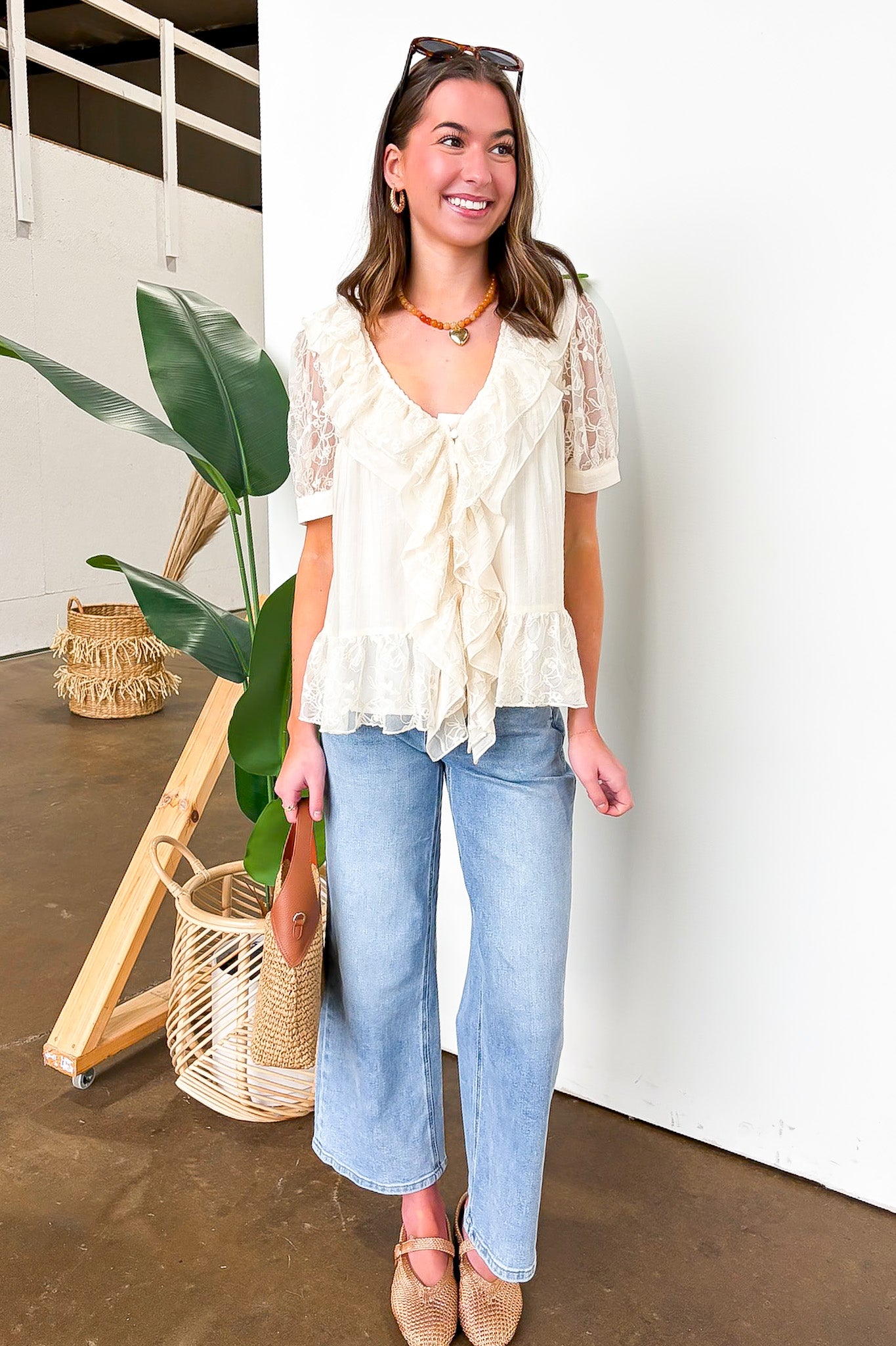 Romance Thread Lace Detail Top