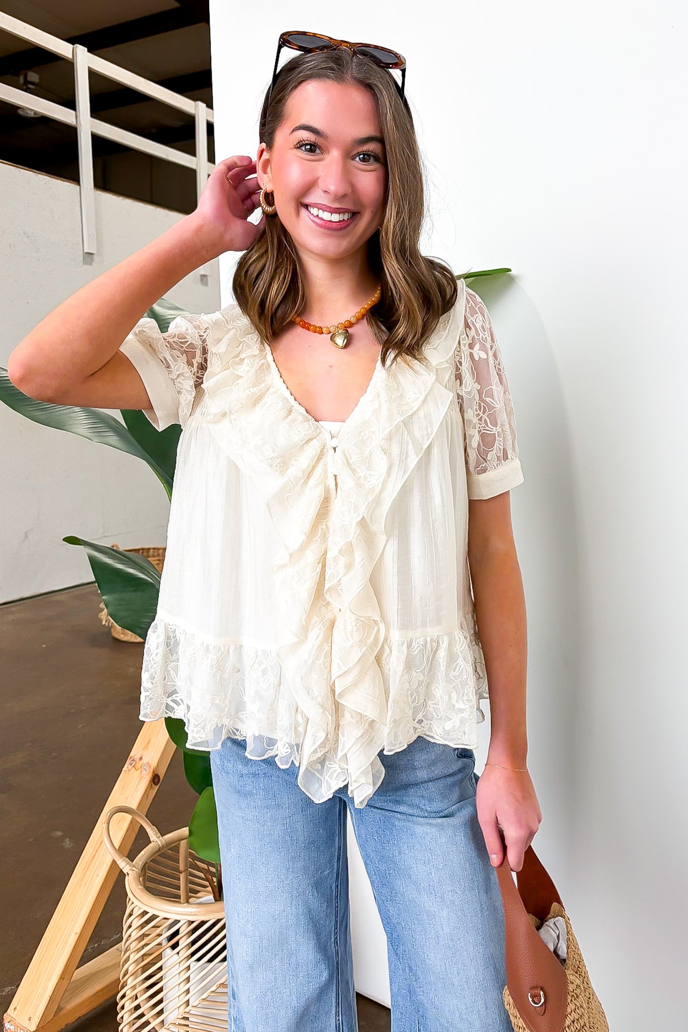 Romance Thread Lace Detail Top