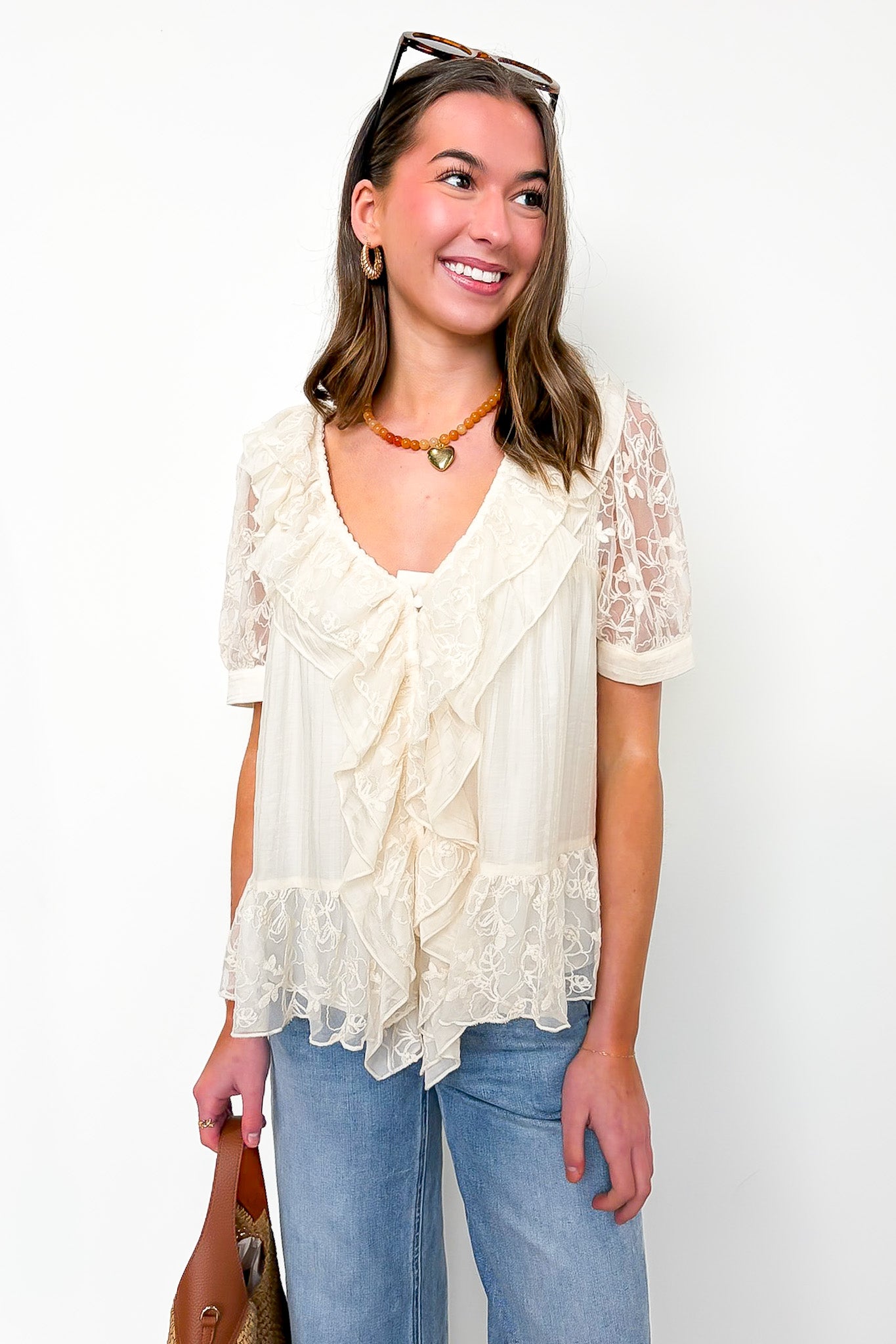 Romance Thread Lace Detail Top