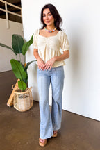 Romantic Charm Puff Sleeve Babydoll Top - Madison and Mallory