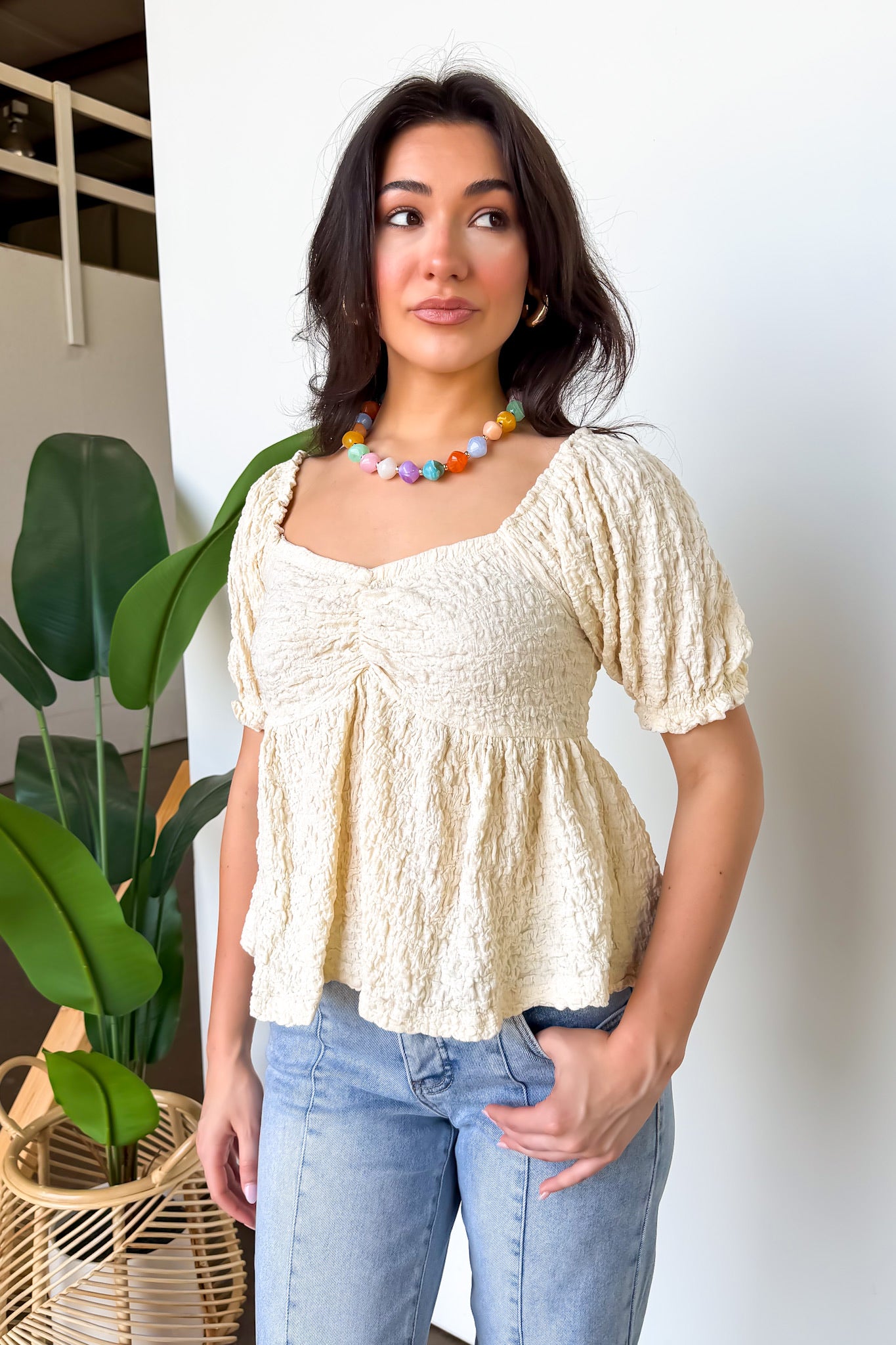 Romantic Charm Puff Sleeve Babydoll Top