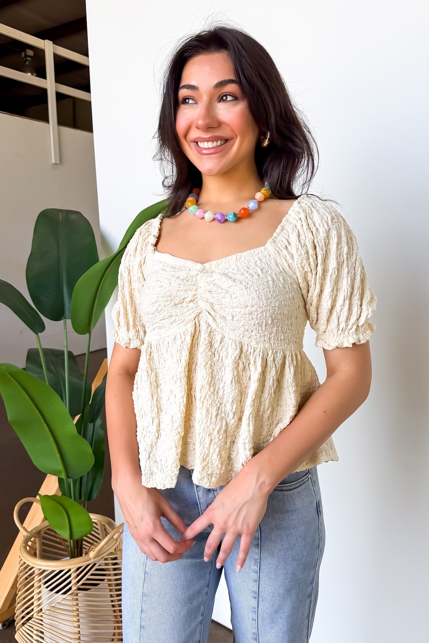 Romantic Charm Puff Sleeve Babydoll Top