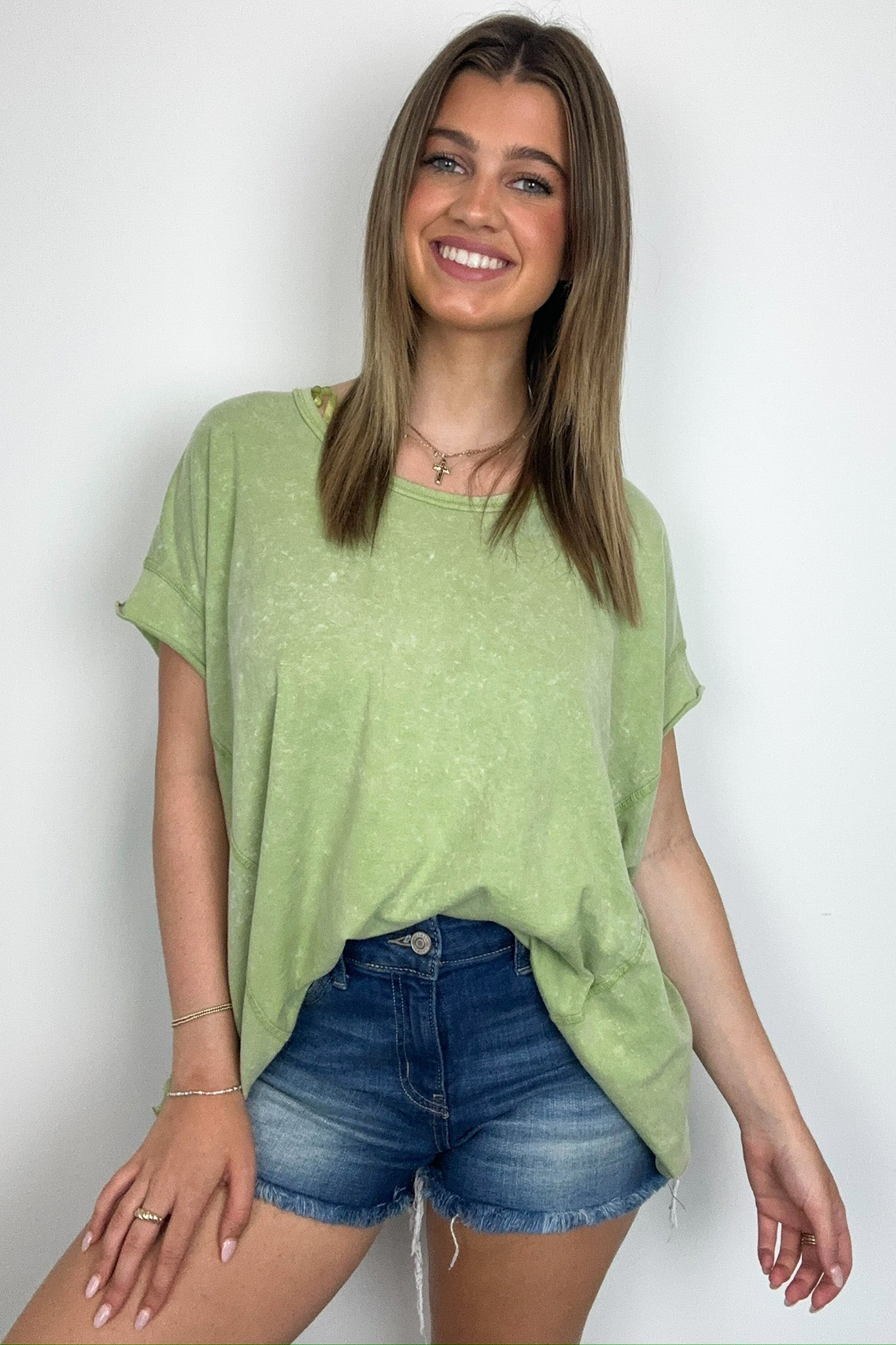  Roni Washed Relaxed Short Sleeve Top - FINAL SALE - Madison and Mallory