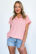Blush / S Rosario Cap Sleeve Collared Top - BACK IN STOCK - Madison and Mallory