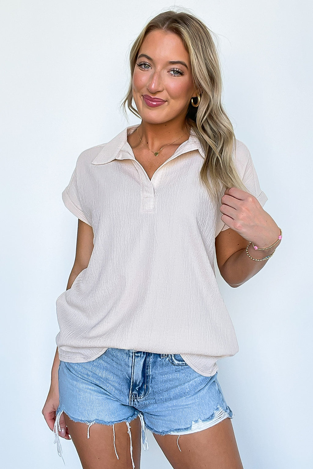 Rosario Cap Sleeve Collared Top - BACK IN STOCK - Madison and Mallory