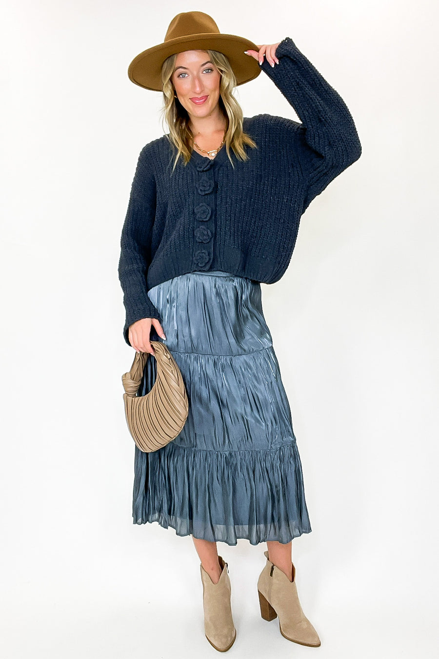 Ink Charcoal / S Rosette Threads Knit Cardigan - Madison and Mallory