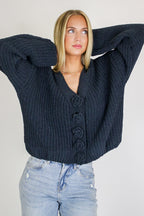 Ink Charcoal / S Rosette Threads Knit Cardigan - Madison and Mallory