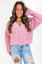 Rose Pink / S Rosette Threads Knit Cardigan - Madison and Mallory