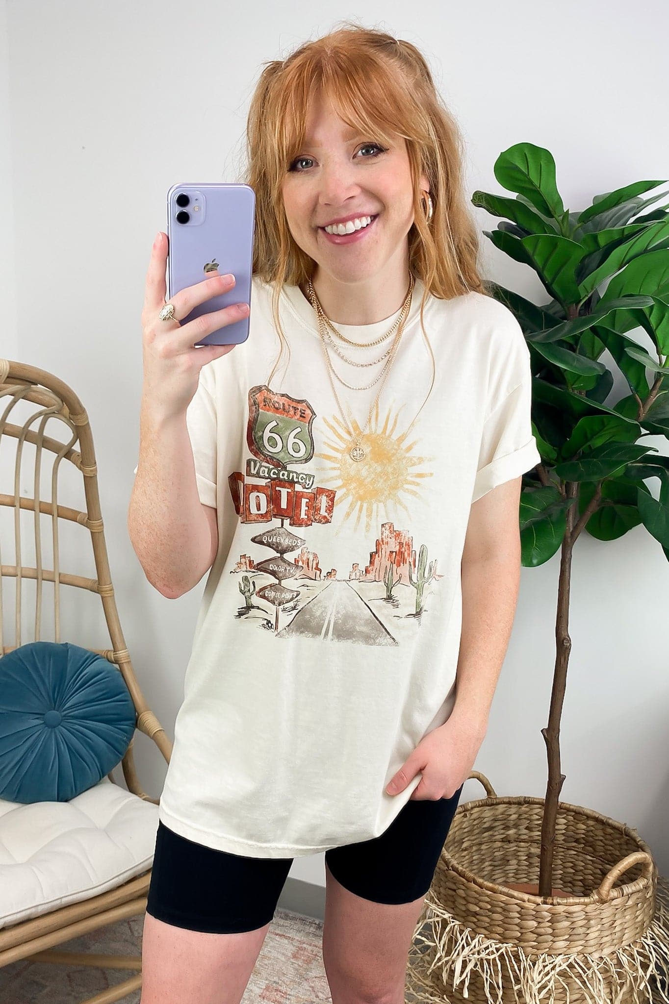  Route 66 Motel Vintage Oversized Graphic Tee - FINAL SALE - Madison and Mallory