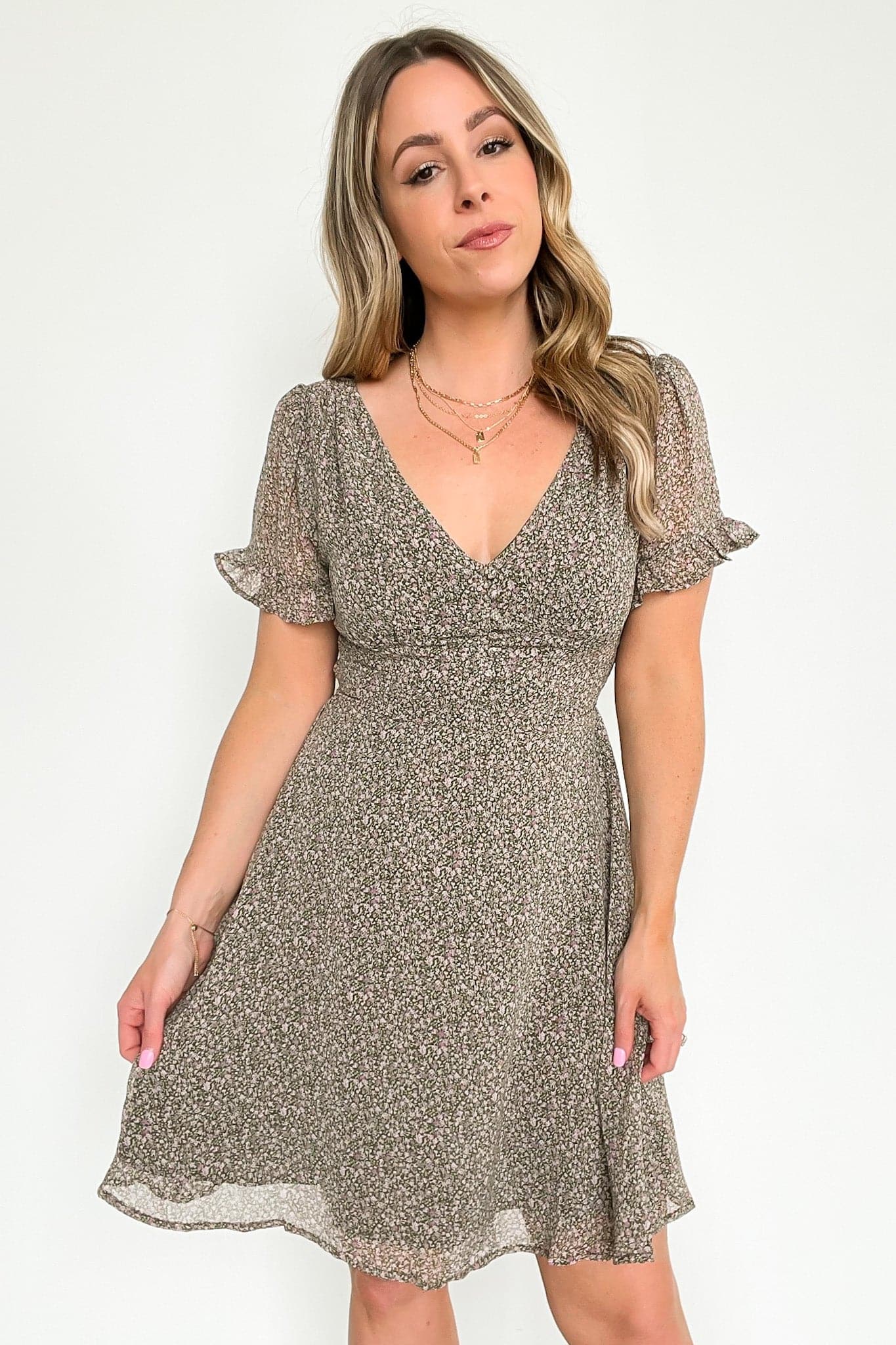  Roxanah Floral Ruffle Button Dress - FINAL SALE - Madison and Mallory