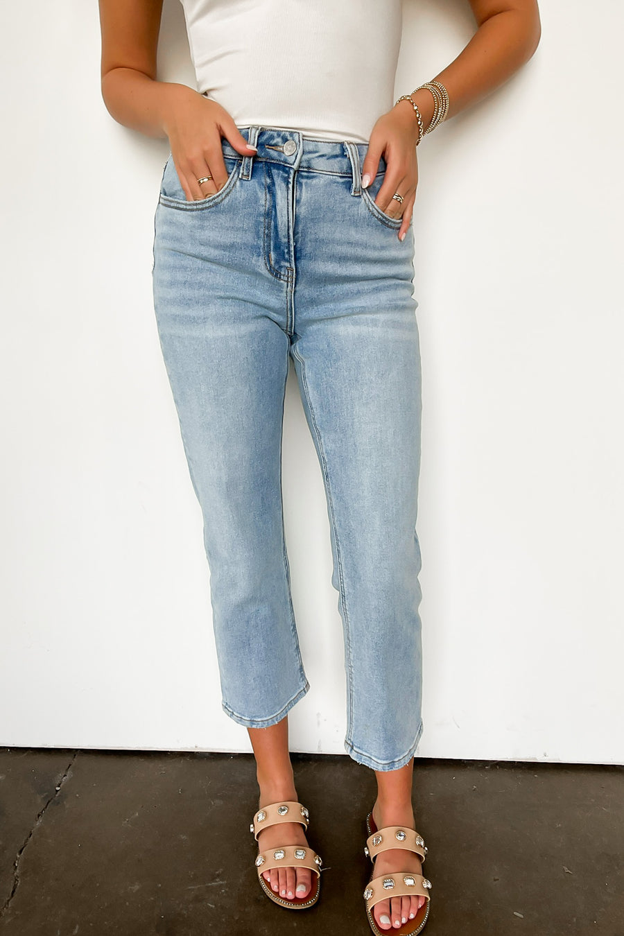 24 / Light Roxanna High Rise Crop Straight Jeans - Madison and Mallory