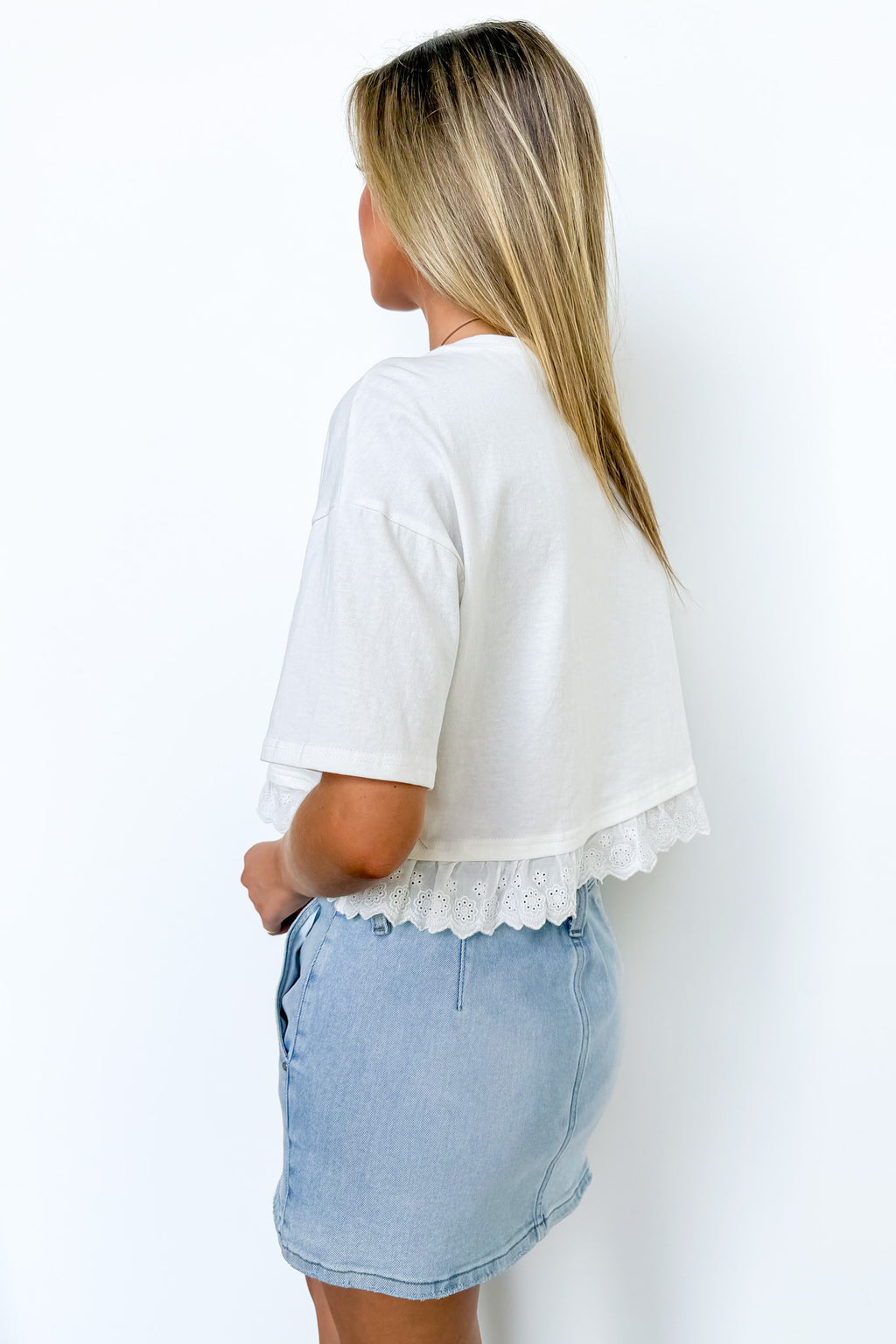 Ruffleline Eyelet Boxy Top - Madison and Mallory