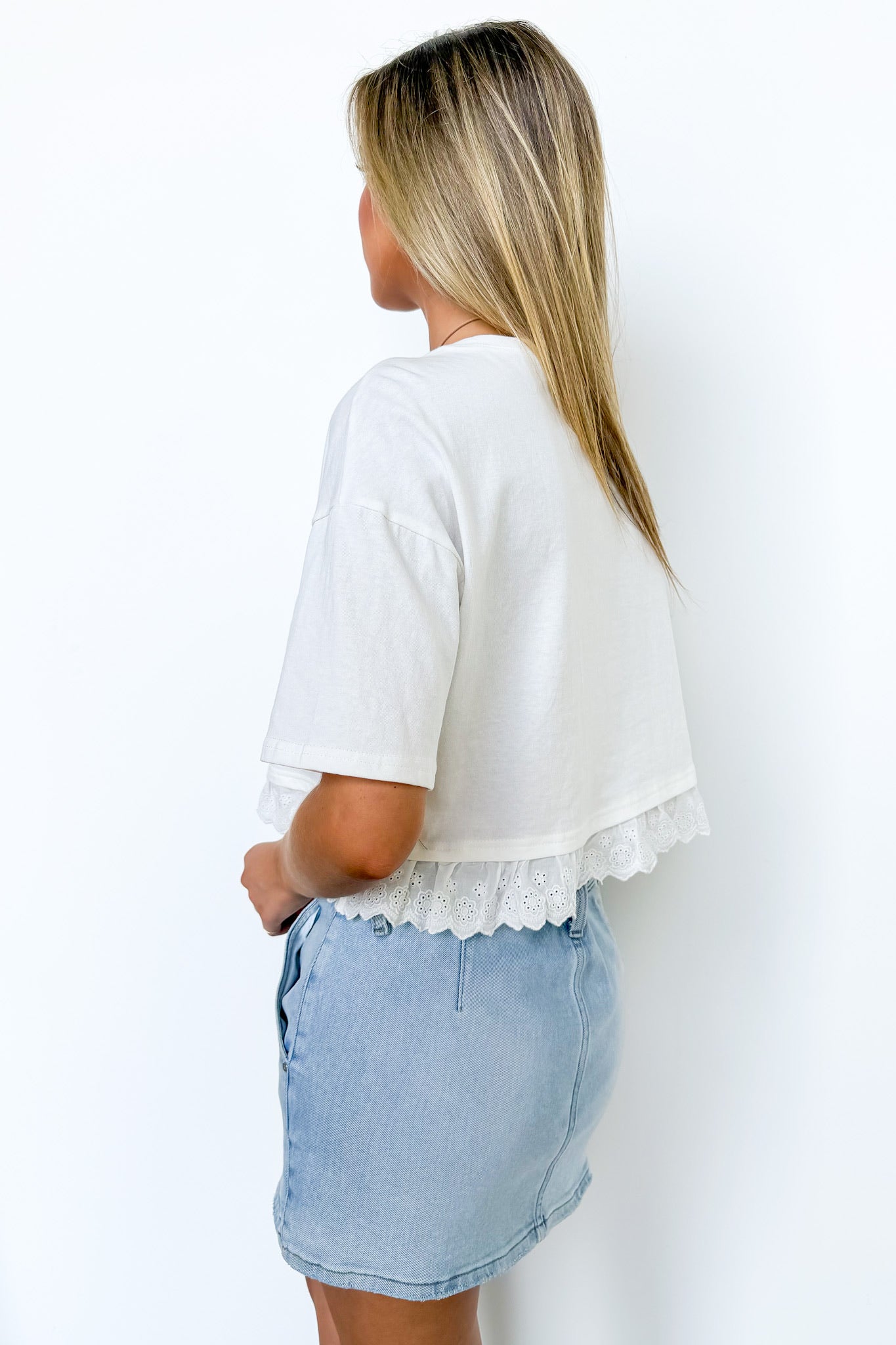 Ruffleline Eyelet Boxy Top