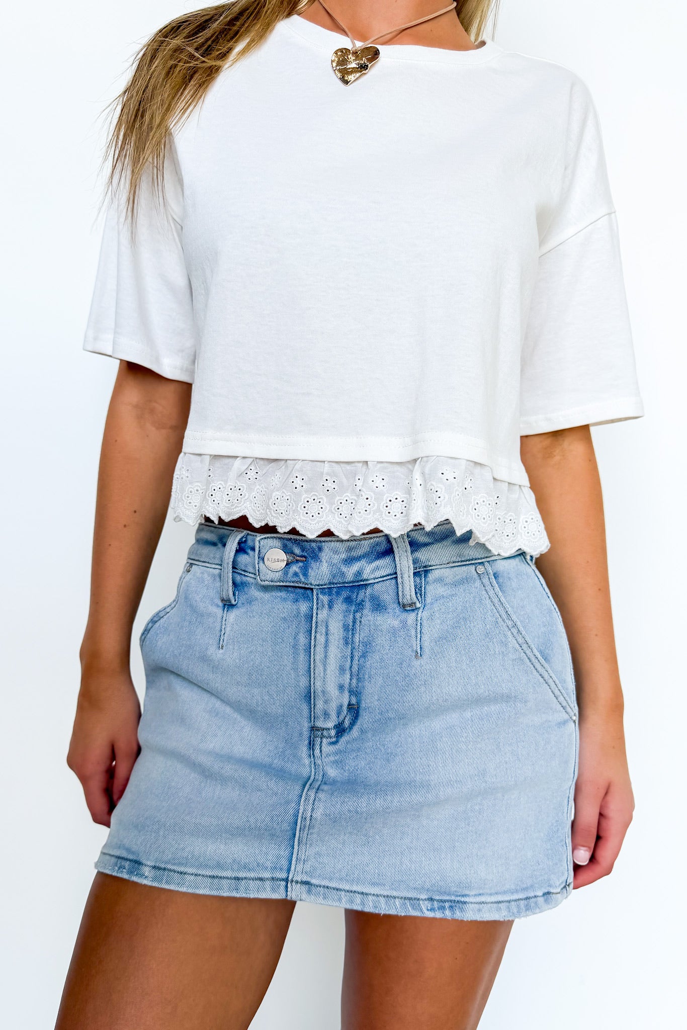 Ruffleline Eyelet Boxy Top - Madison and Mallory
