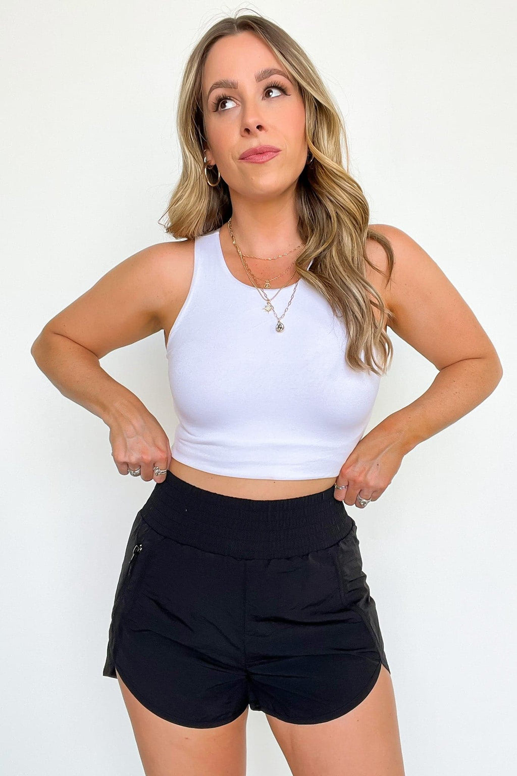 Black / S Running the Game Smocked Waist Shorts - FINAL SALE - Madison and Mallory