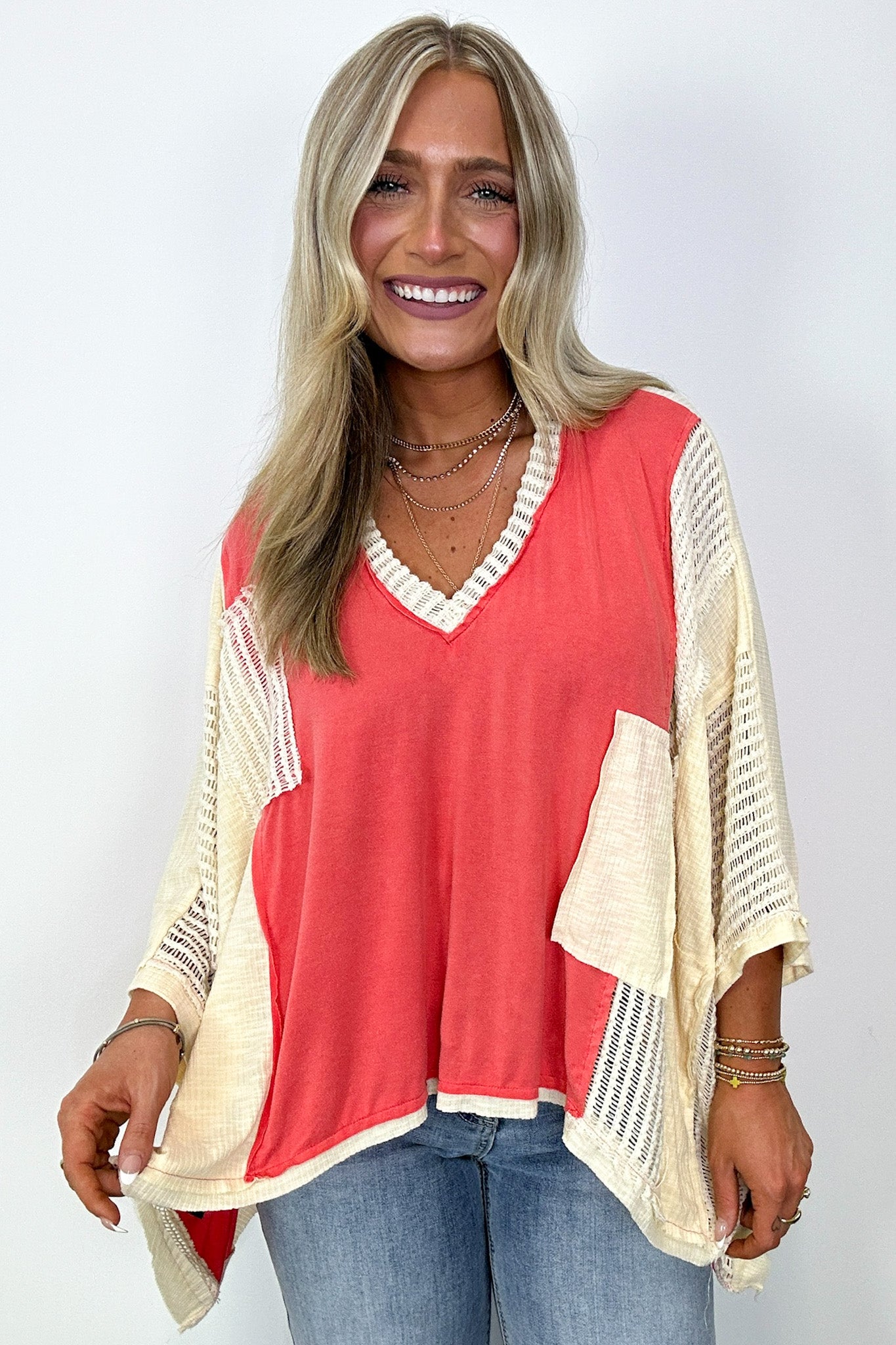  Rylan Oversize High Low Contrast Top - BACK IN STOCK - Madison and Mallory