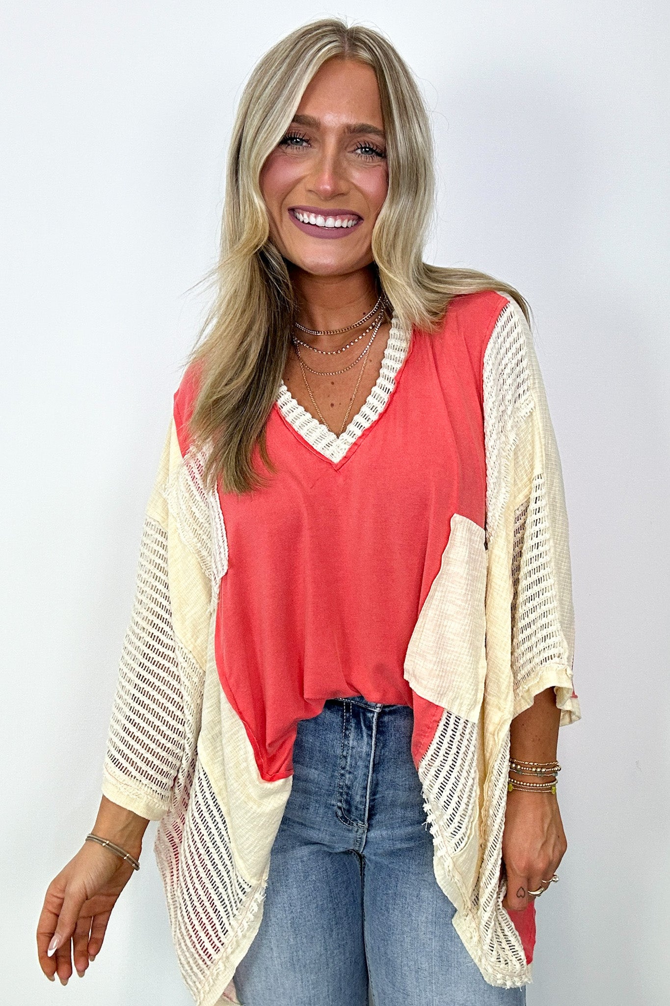  Rylan Oversize High Low Contrast Top - BACK IN STOCK - Madison and Mallory