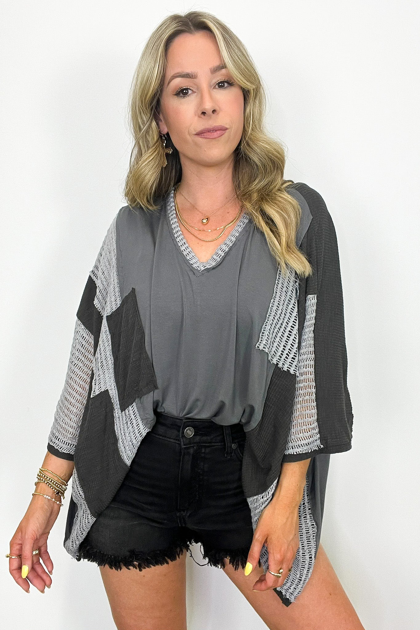  Rylan Oversize High Low Contrast Top - BACK IN STOCK - Madison and Mallory