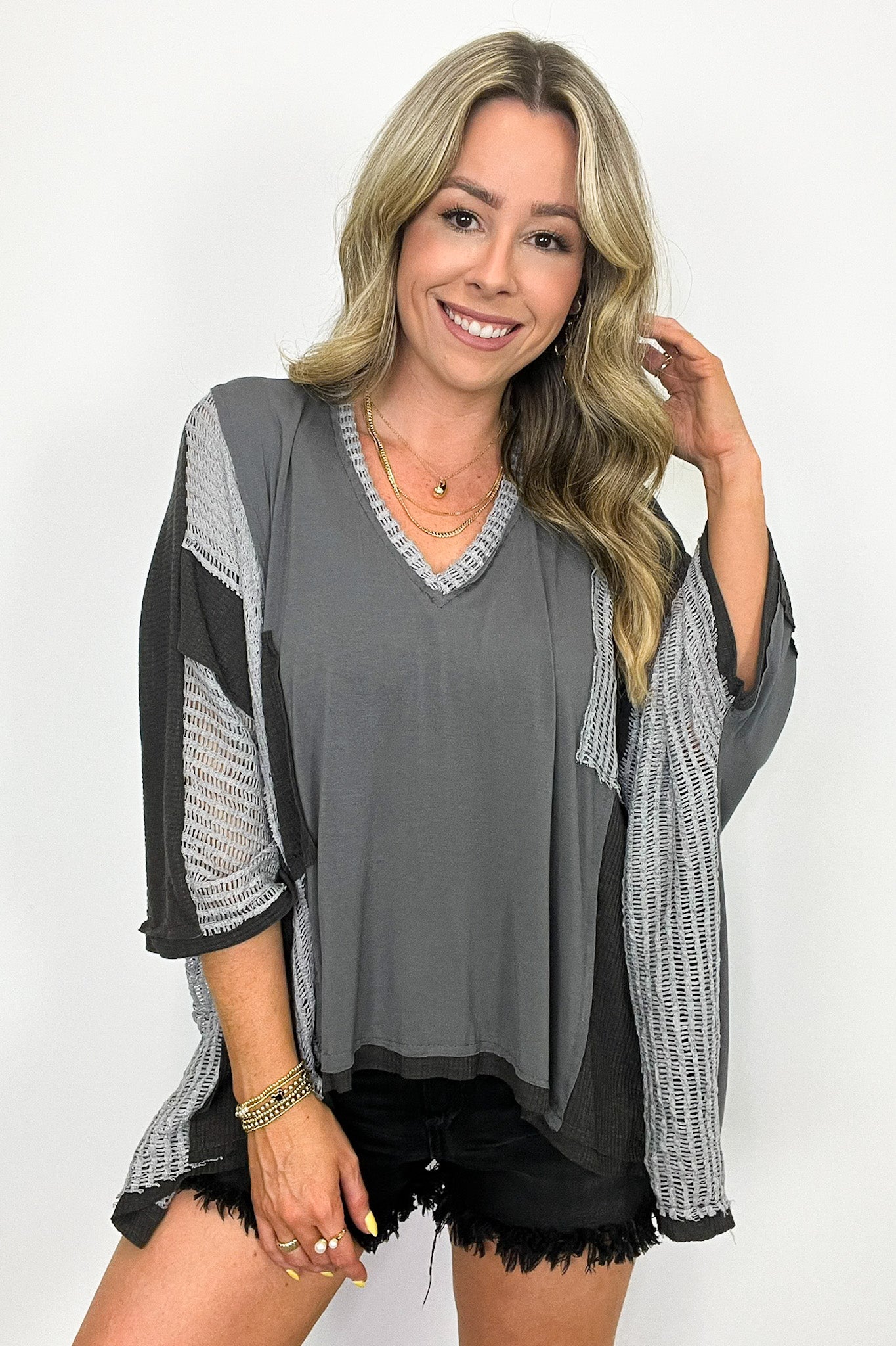  Rylan Oversize High Low Contrast Top - BACK IN STOCK - Madison and Mallory