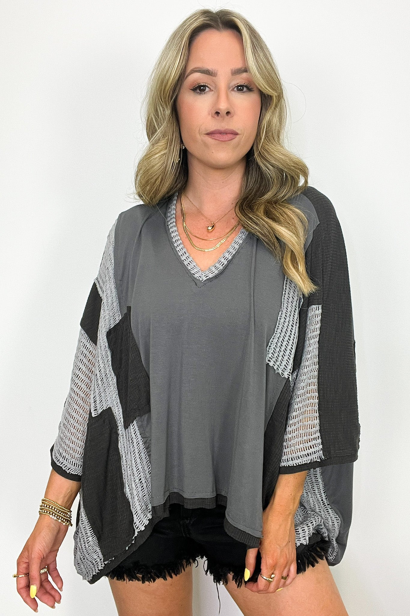 Charocal / S Rylan Oversize High Low Contrast Top - BACK IN STOCK - Madison and Mallory