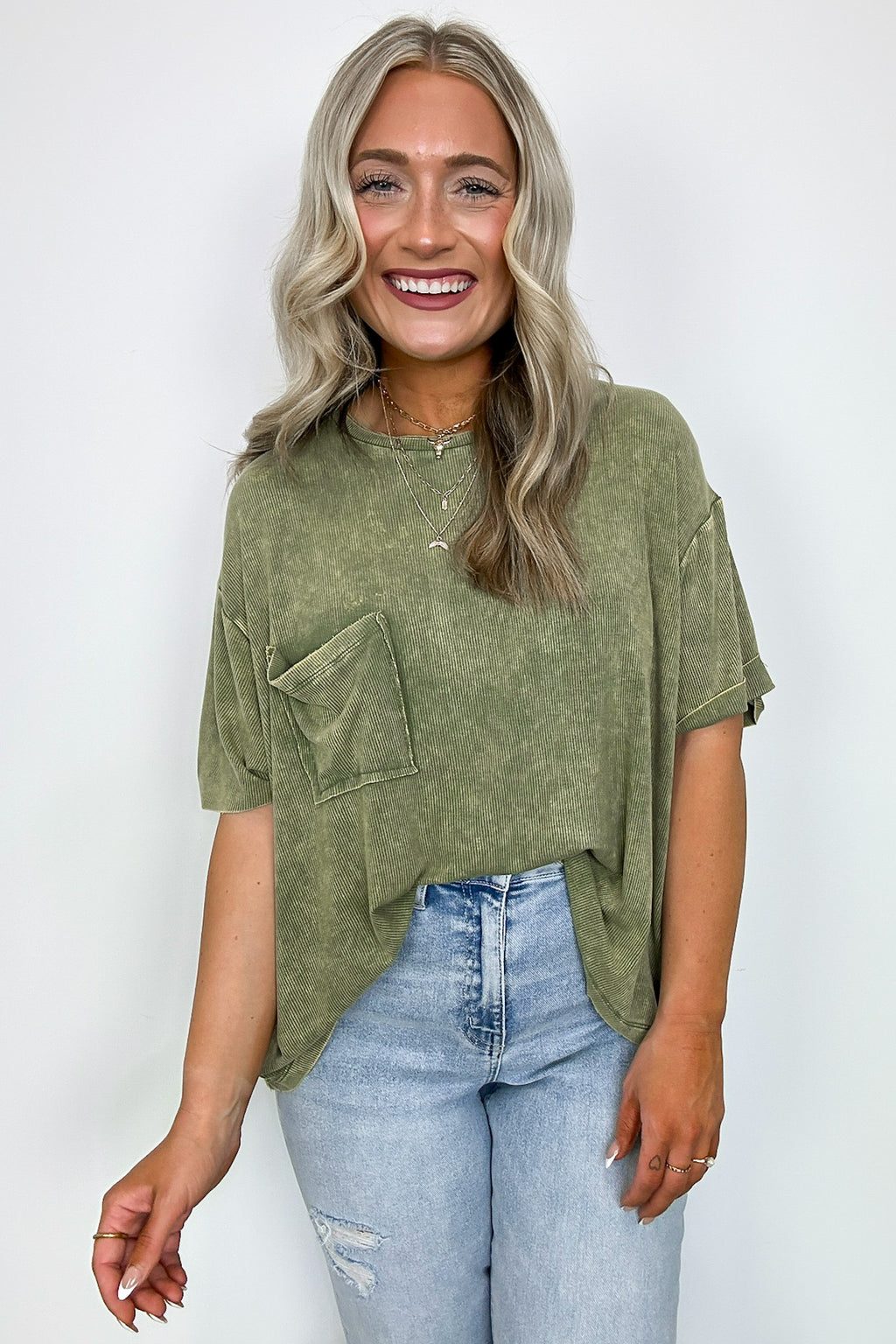  Rylee Mineral Wash Ribbed Relaxed Pocket Top - BACK IN STOCK - Madison and Mallory