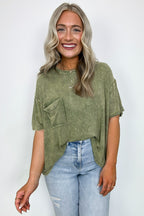  Rylee Mineral Wash Ribbed Relaxed Pocket Top - BACK IN STOCK - Madison and Mallory