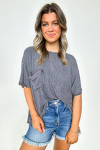  Rylee Mineral Wash Ribbed Relaxed Pocket Top - BACK IN STOCK - Madison and Mallory