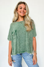 Rylee Mineral Wash Rib Knit Relaxed Pocket Top - BACK IN STOCK - Madison and Mallory