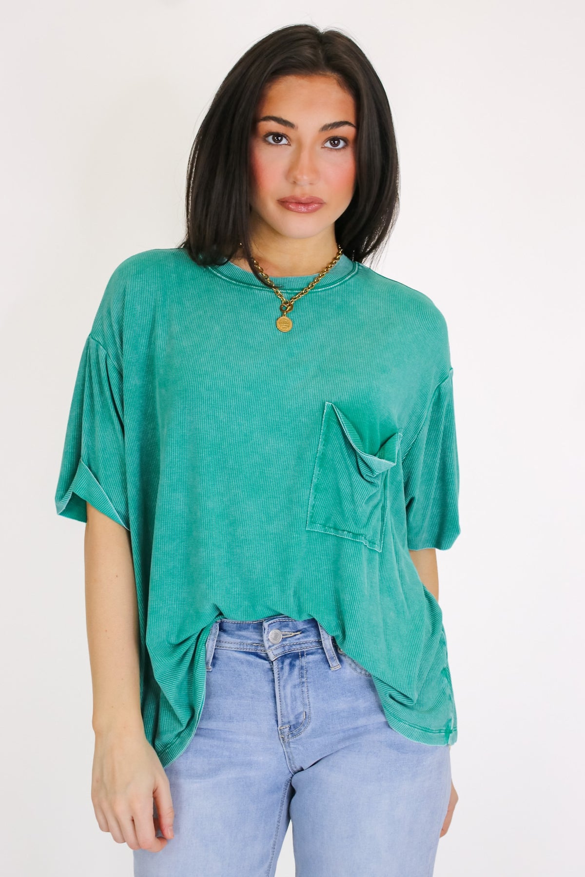 Rylee Mineral Wash Rib Knit Top