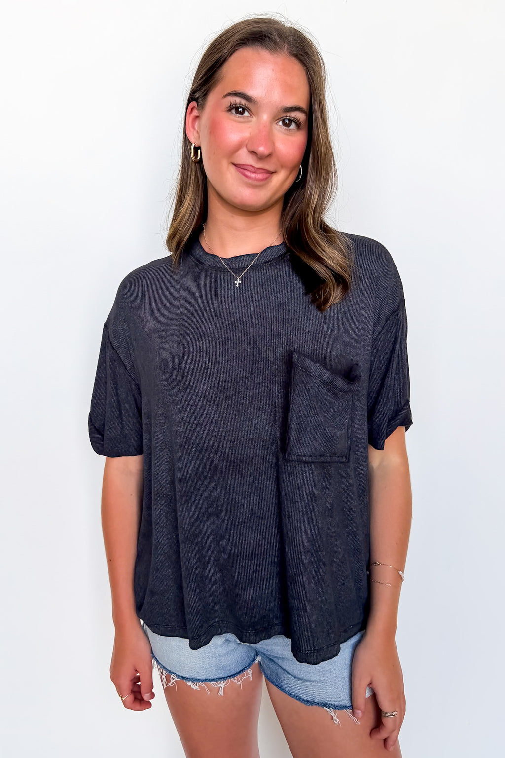 Rylee Mineral Wash Rib Knit Top
