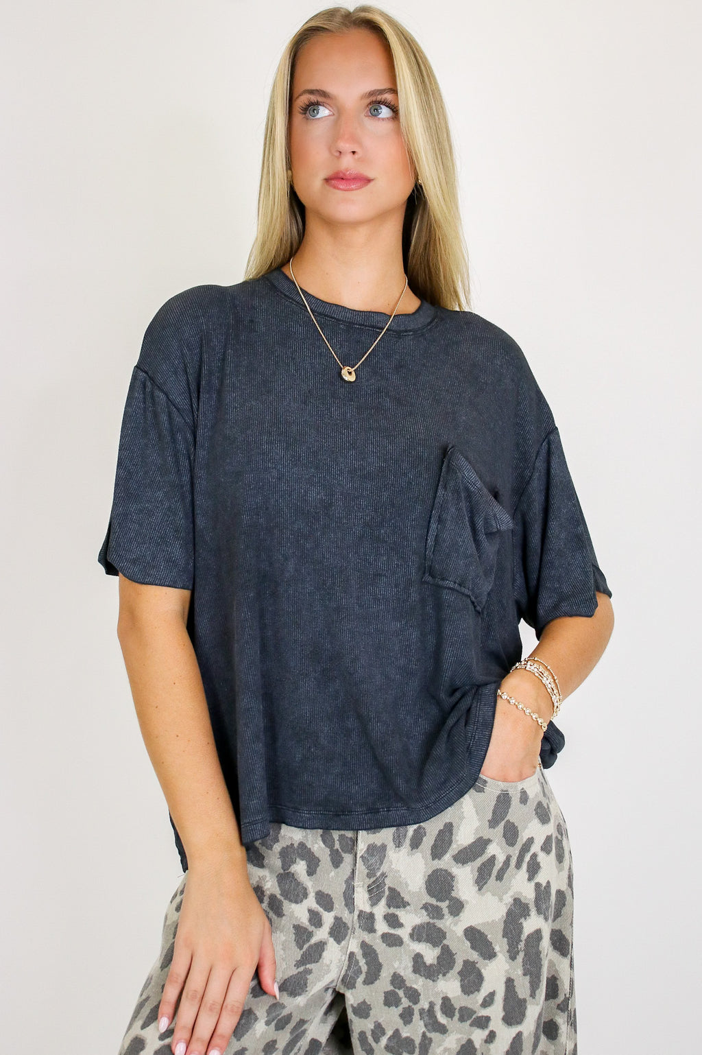 Rylee Mineral Wash Rib Knit Top