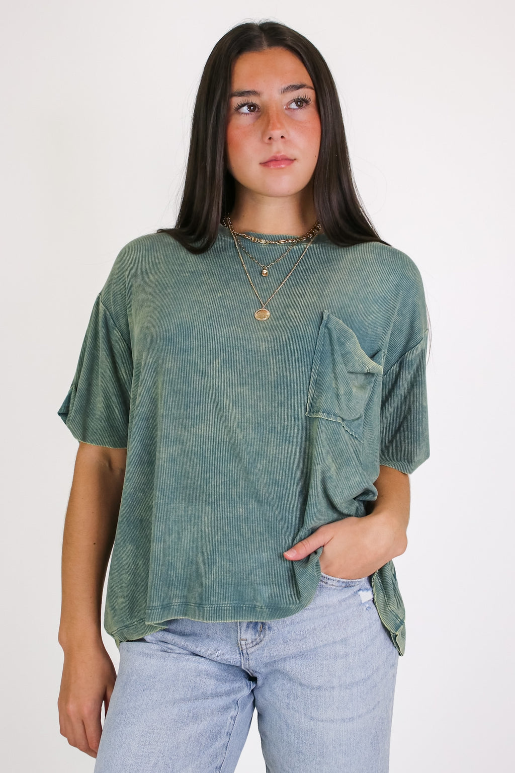 Rylee Mineral Wash Rib Knit Top