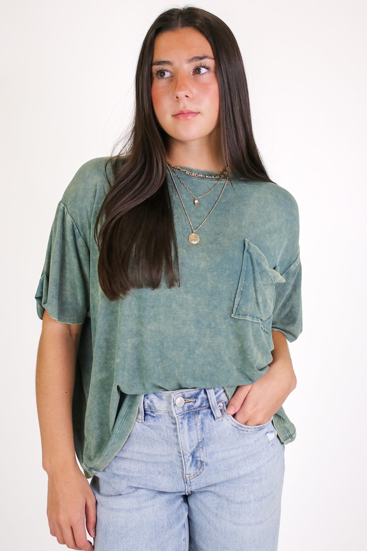 Rylee Mineral Wash Rib Knit Top