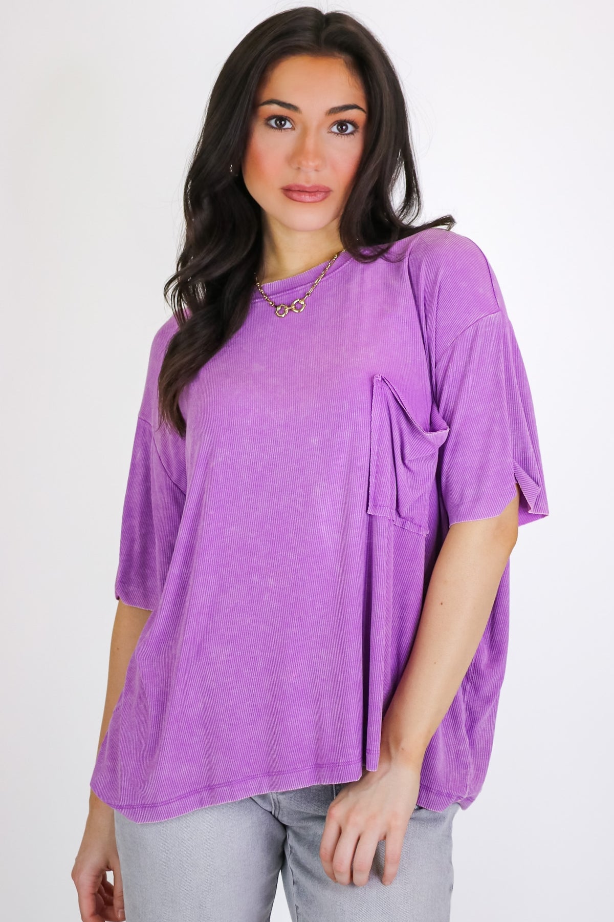 Rylee Mineral Wash Rib Knit Top