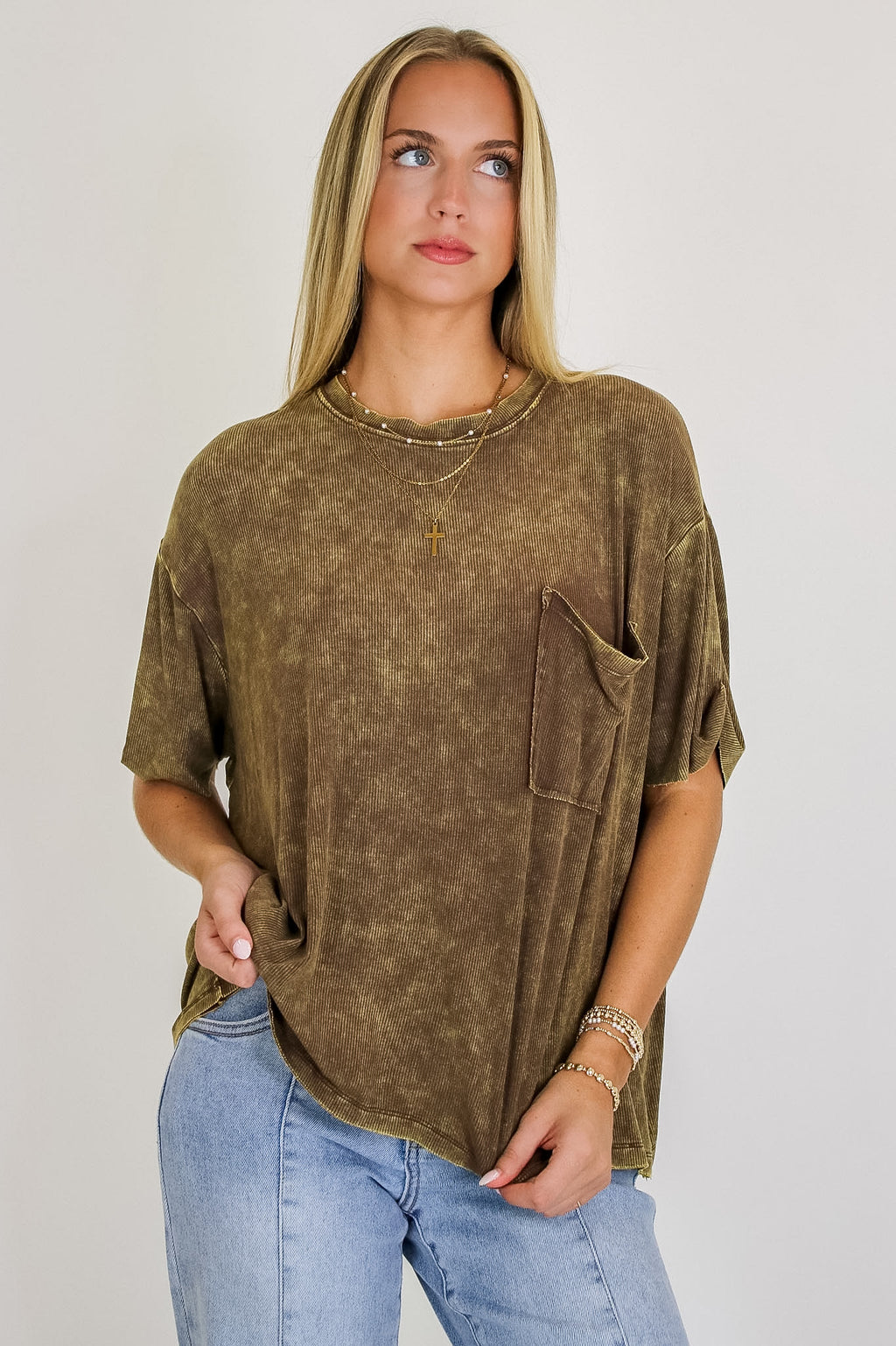 Rylee Mineral Wash Rib Knit Top