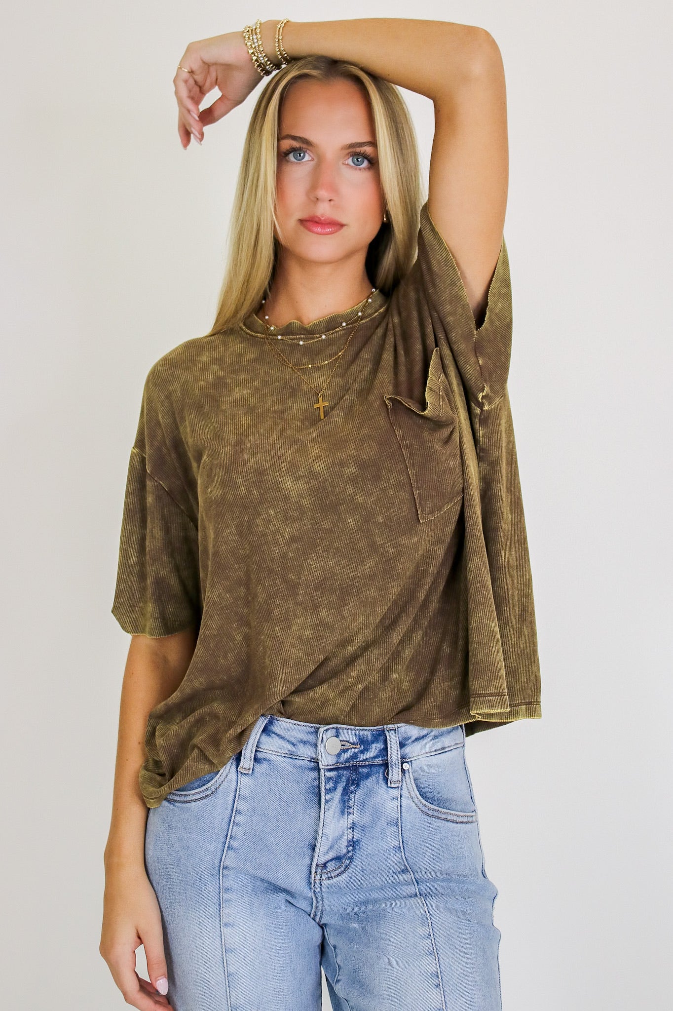 Rylee Mineral Wash Rib Knit Top