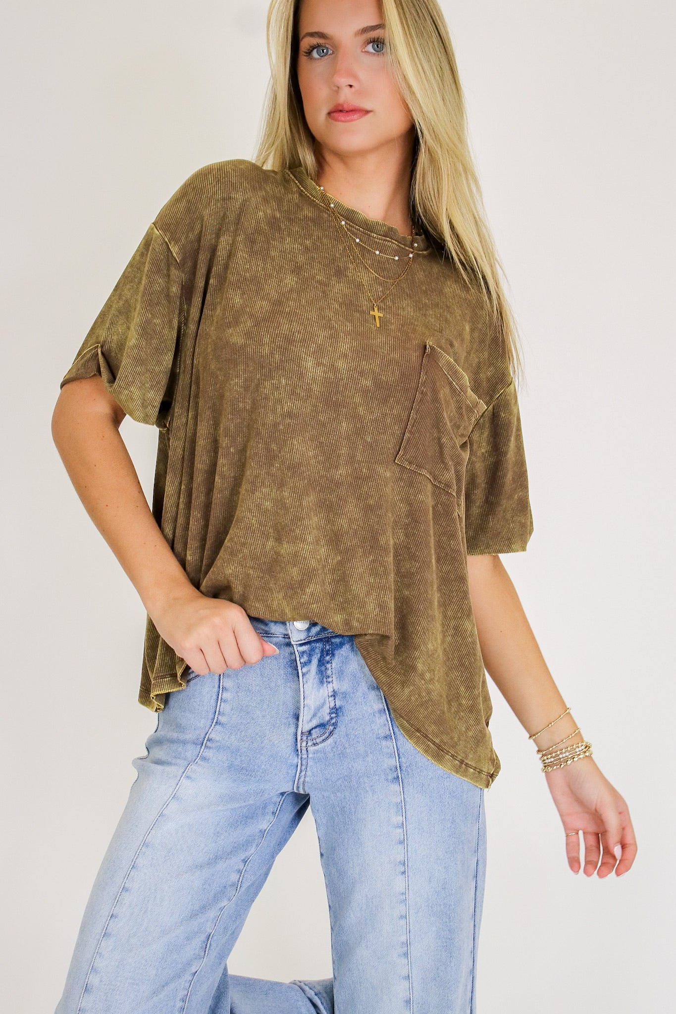 Rylee Mineral Wash Rib Knit Top