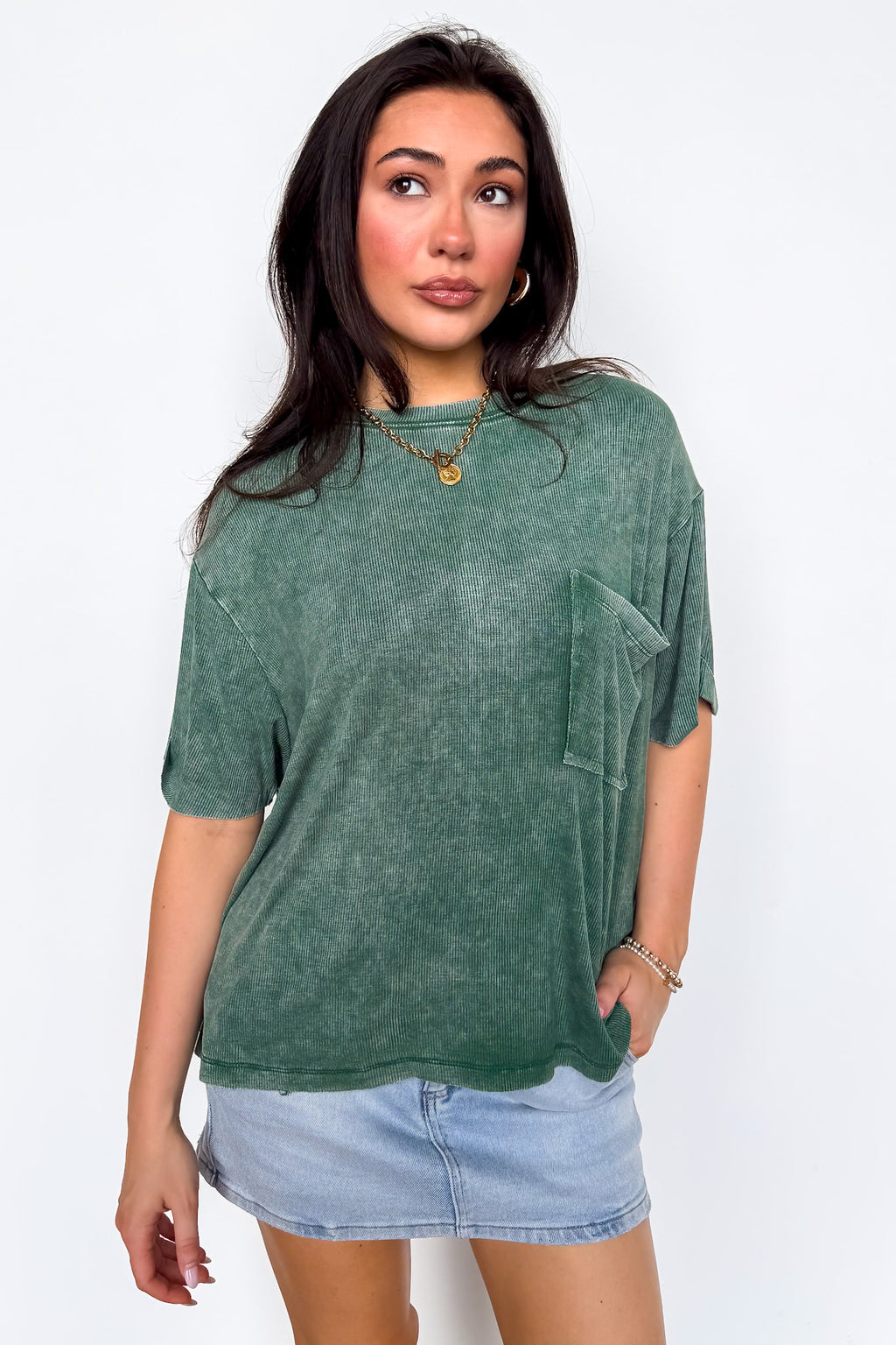 Rylee Mineral Wash Rib Knit Top